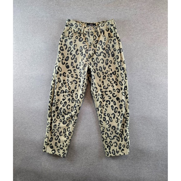 Guess Denim - Vtg Georges Marciano GUESS USA Leopard Print Jeans‎ Womens 30 24W Made USA 80's